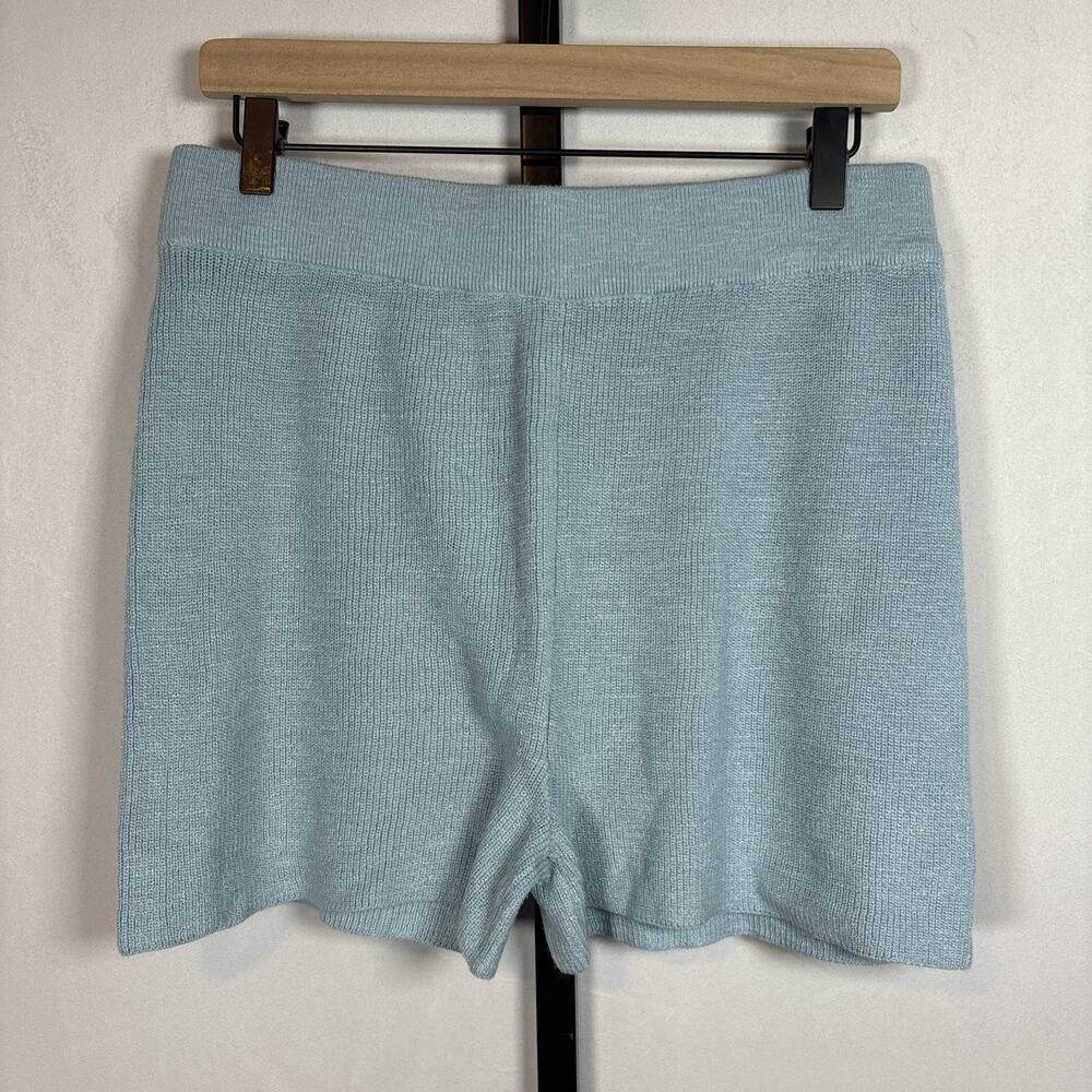 Free People Beach Pull On Knit Shorts Women's Large Baby Blue Coastal Boho Indie